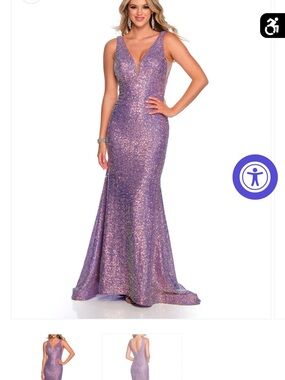 Dave & Johnny Lavender Sequin V-Neck Mermaid Prom Dress